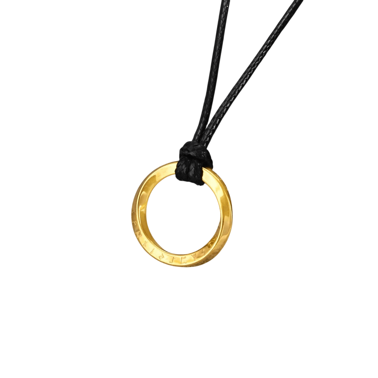 Collier viking pendentif Mobius rond acier dore - Le Comptoir Viking