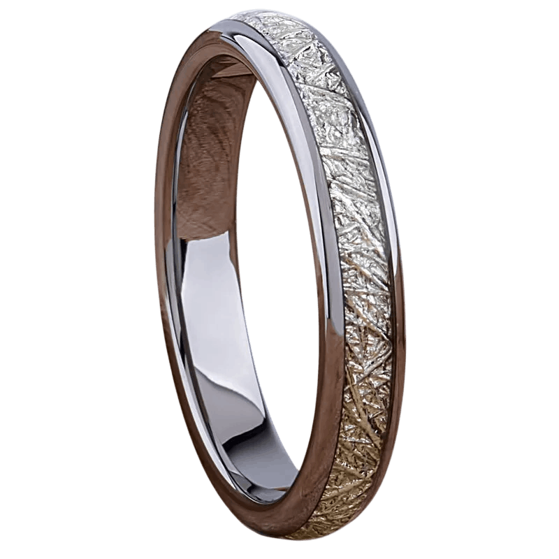Bague viking fine météorite acier inoxydable poli 4mm argenté