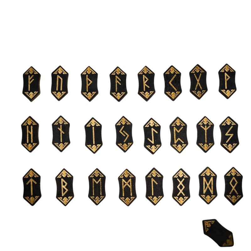 Runes viking bois gravees alphabet Elder Futhark kit divination guide