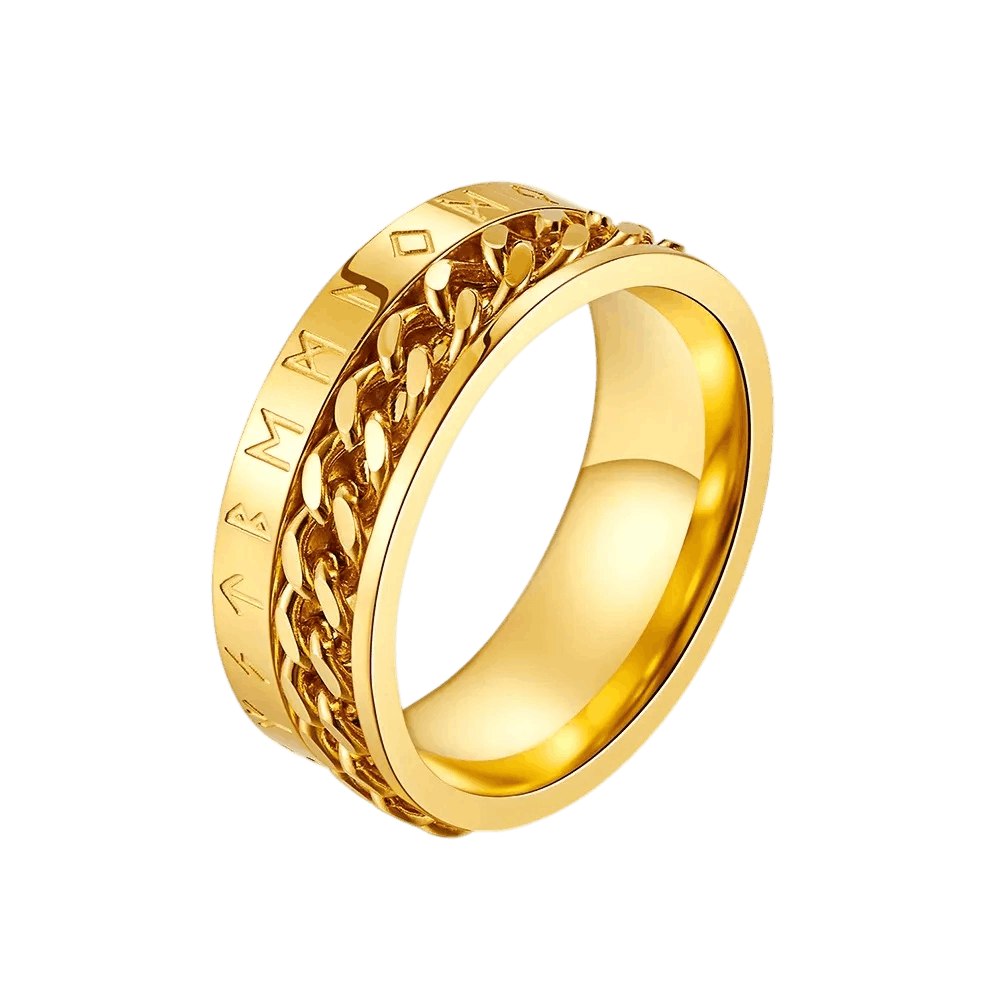 Bague viking runes Futhark spinner rotative acier inoxydable argent