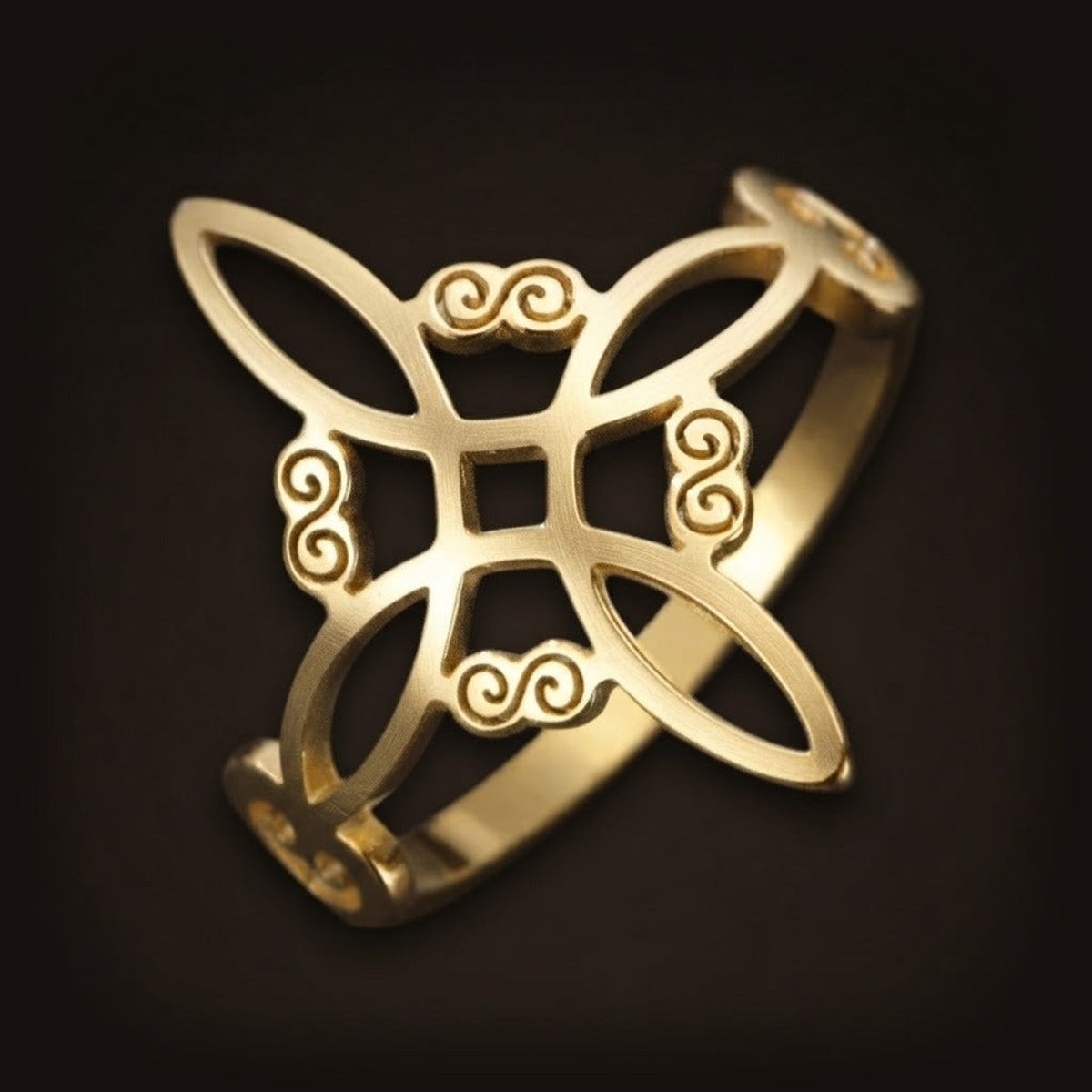 Bague fine Nœud de Sorcière en acier, version dorée