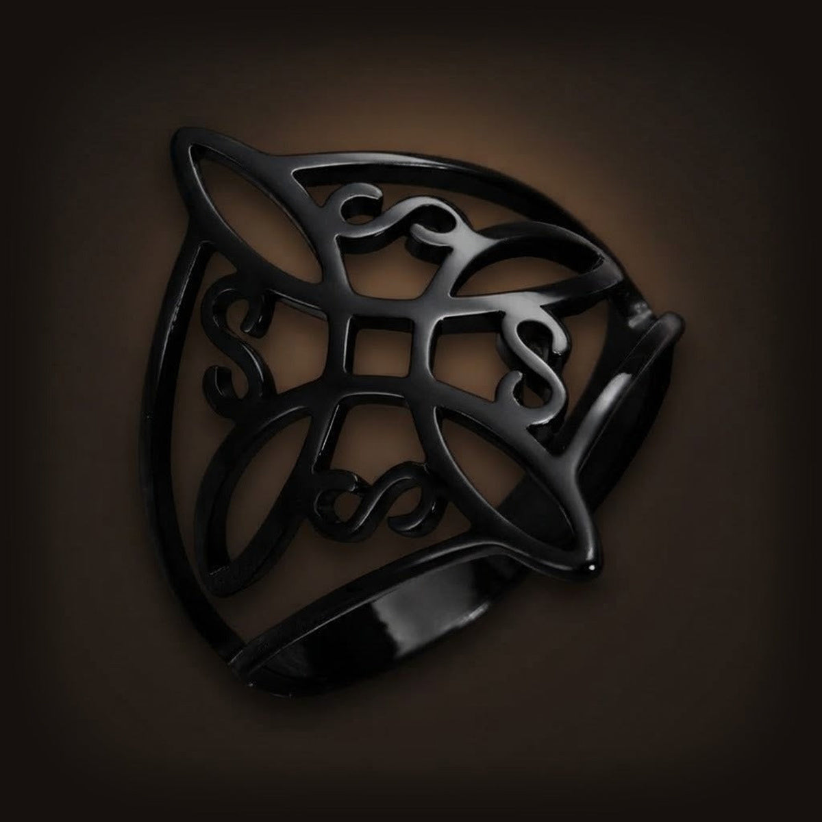 Bague Nœud de Sorcière Noire : Plateau Ajouré