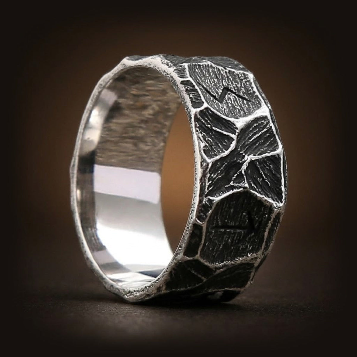 Bague viking runes Odin gravées en acier inoxydable