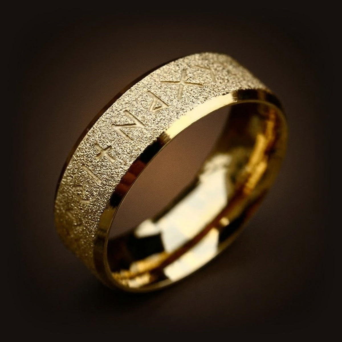 Bague viking runes d'Odin nœud celtique acier inoxydable doré homme