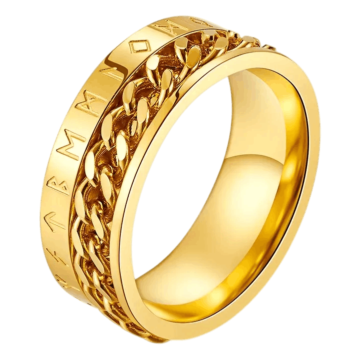 Bague viking runes Futhark spinner rotative acier inoxydable argent
