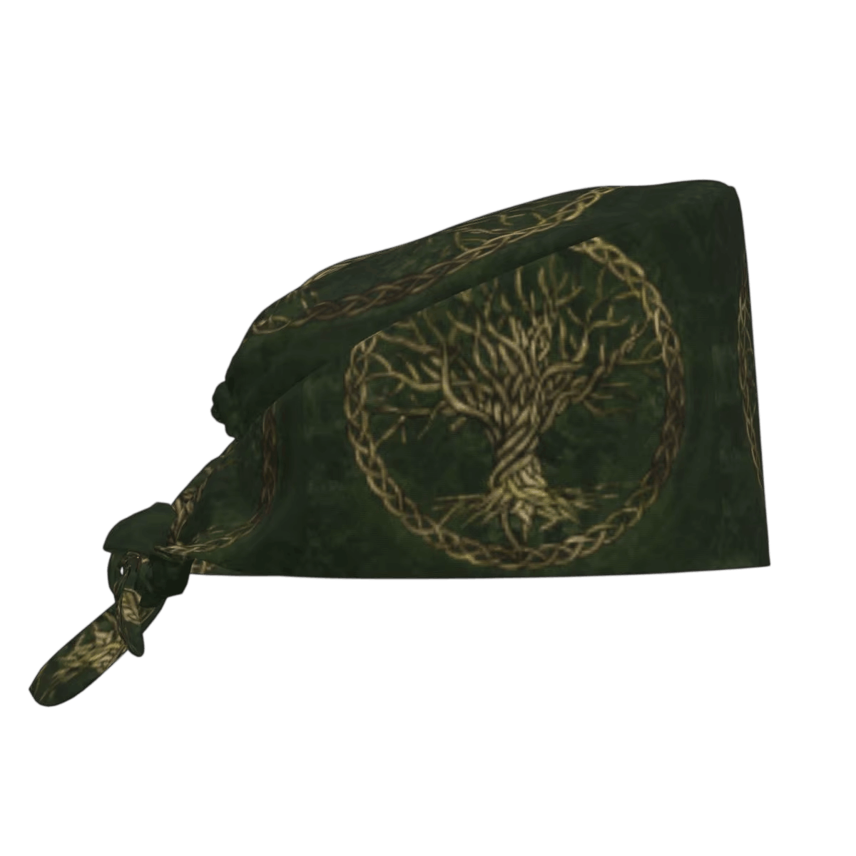 Bandana Viking Yggdrasil Doré Vert Kaki, vue de face