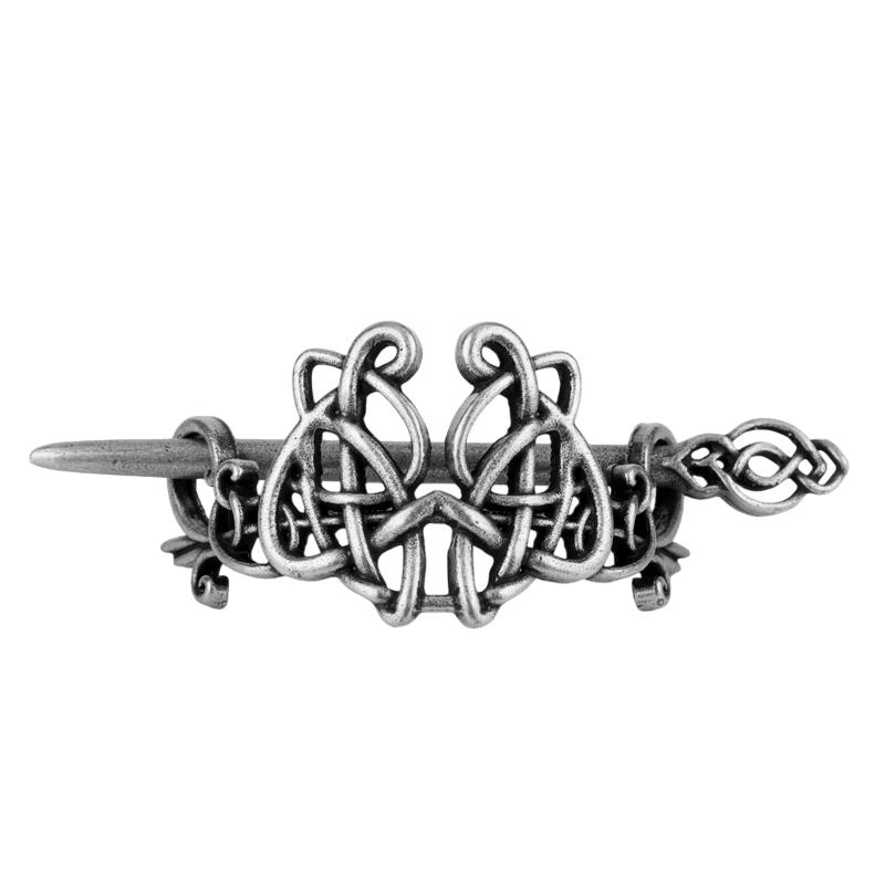 Barrette Viking Allongée à Tête de Dragon, vue de détail
