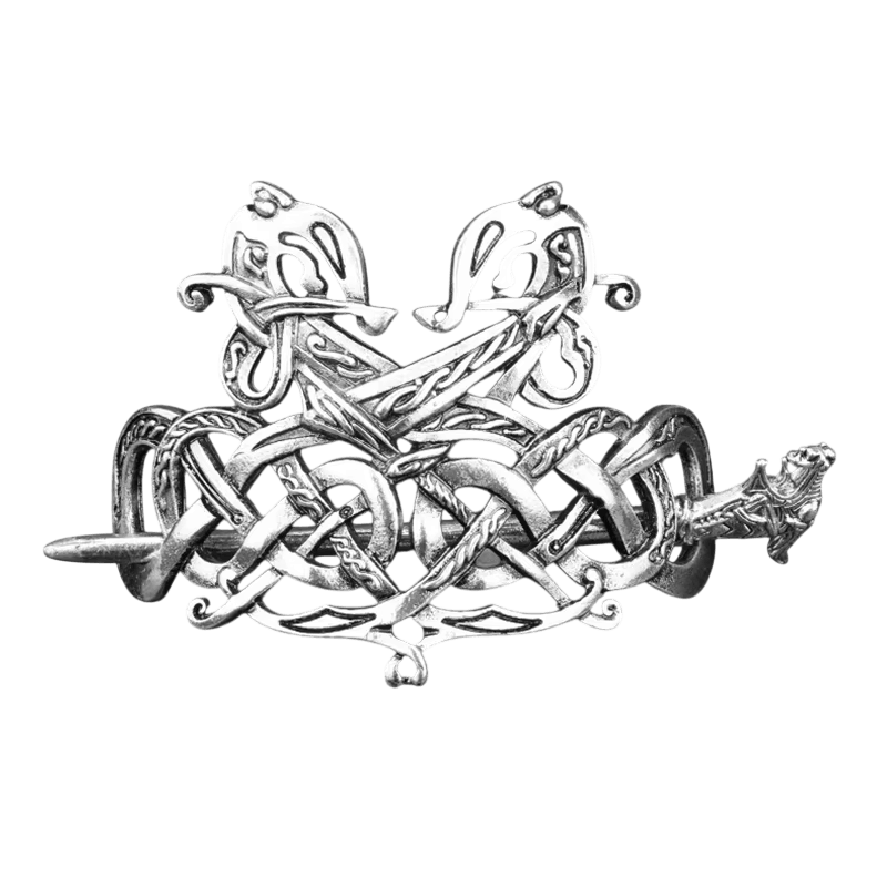 Barrette Viking Chevaux Entrelacés à Pique, vue de détail