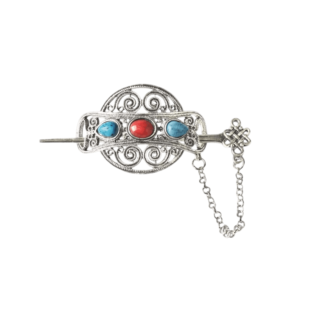 Barrette Viking Filigrane à Trois Gemmes, vue de détail