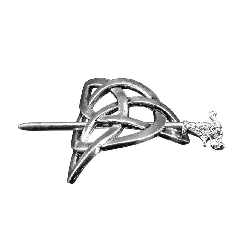 Barrette Viking Triquetra et Dragon, vue de détail