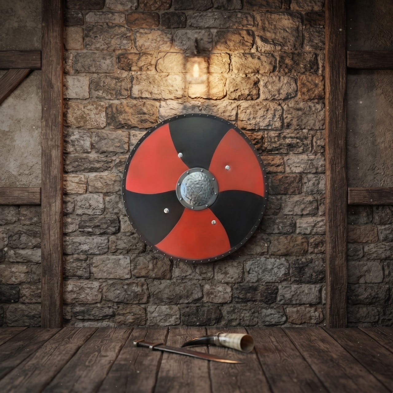 Bouclier Viking Rond 48cm PU - Cosplay & Décoration — polyuréthane — en situation