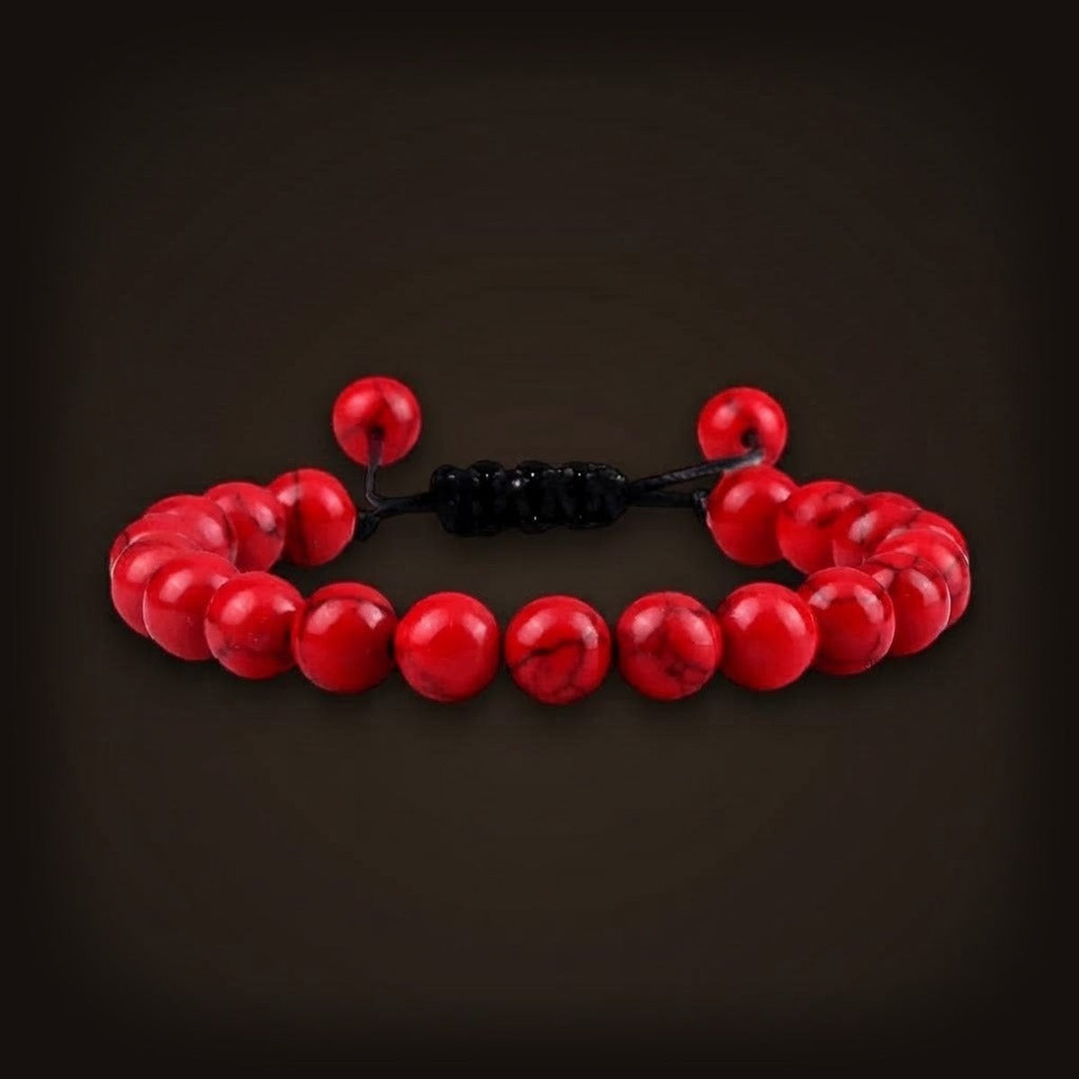 Bracelet de Perles en Howlite Rouge : Cordon Coulissant