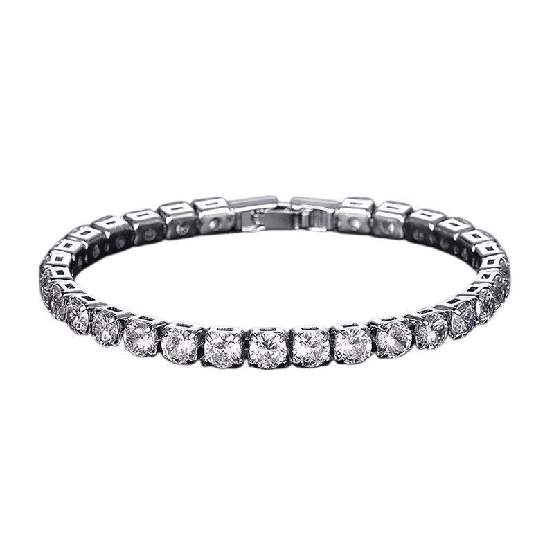 Bracelet Tennis à Zircons : Acier Argenté, vue de détail sur fond blanc