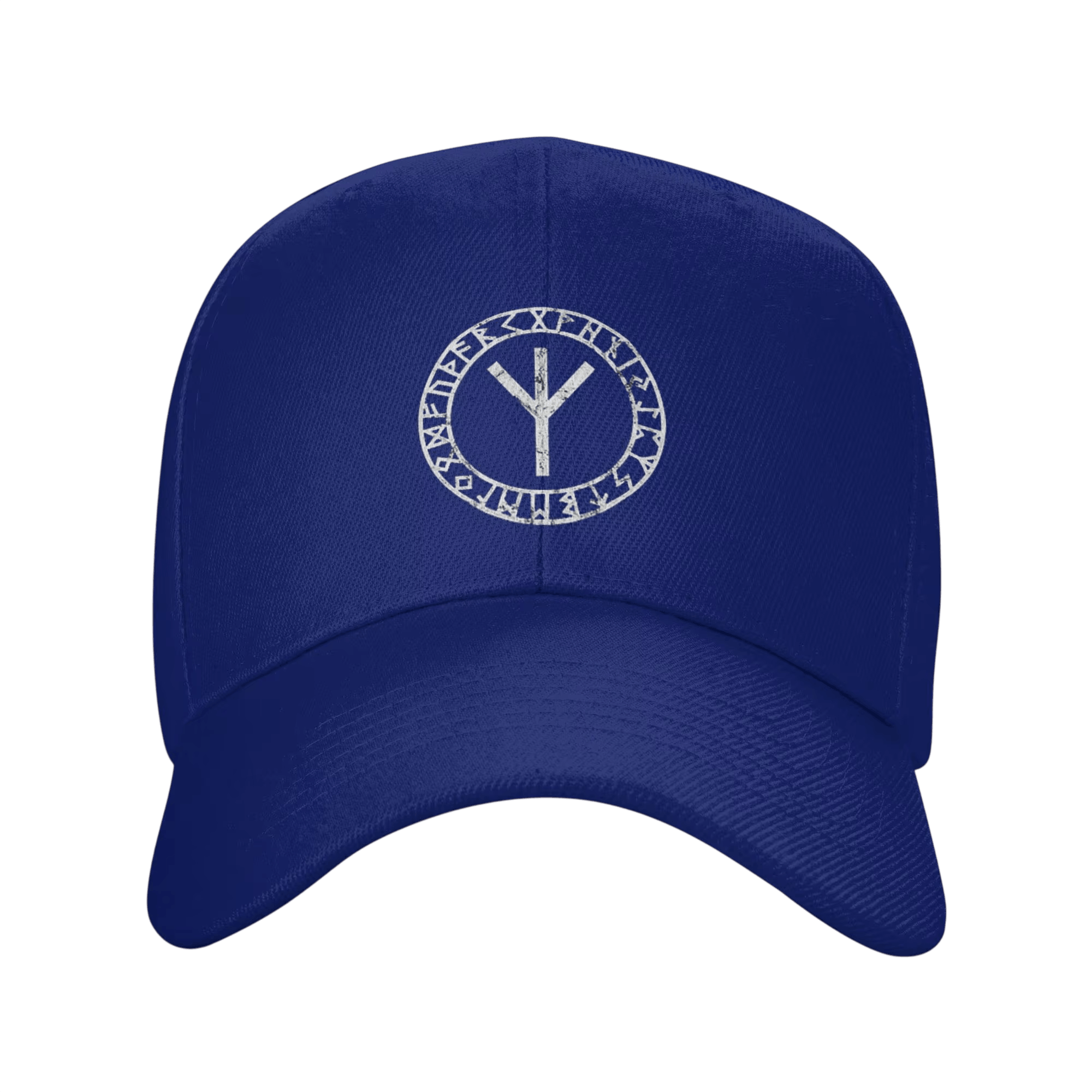 Casquette Viking Rune Algiz Brodée, coloris bleu