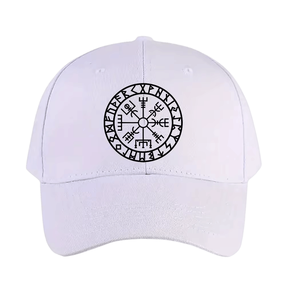 Casquette Viking Vegvísir Brodé Blanc, vue de face