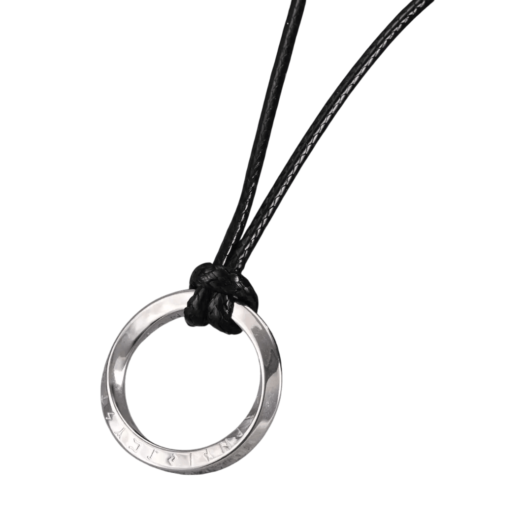 Collier viking pendentif Mobius rond acier argente - Le Comptoir Viking
