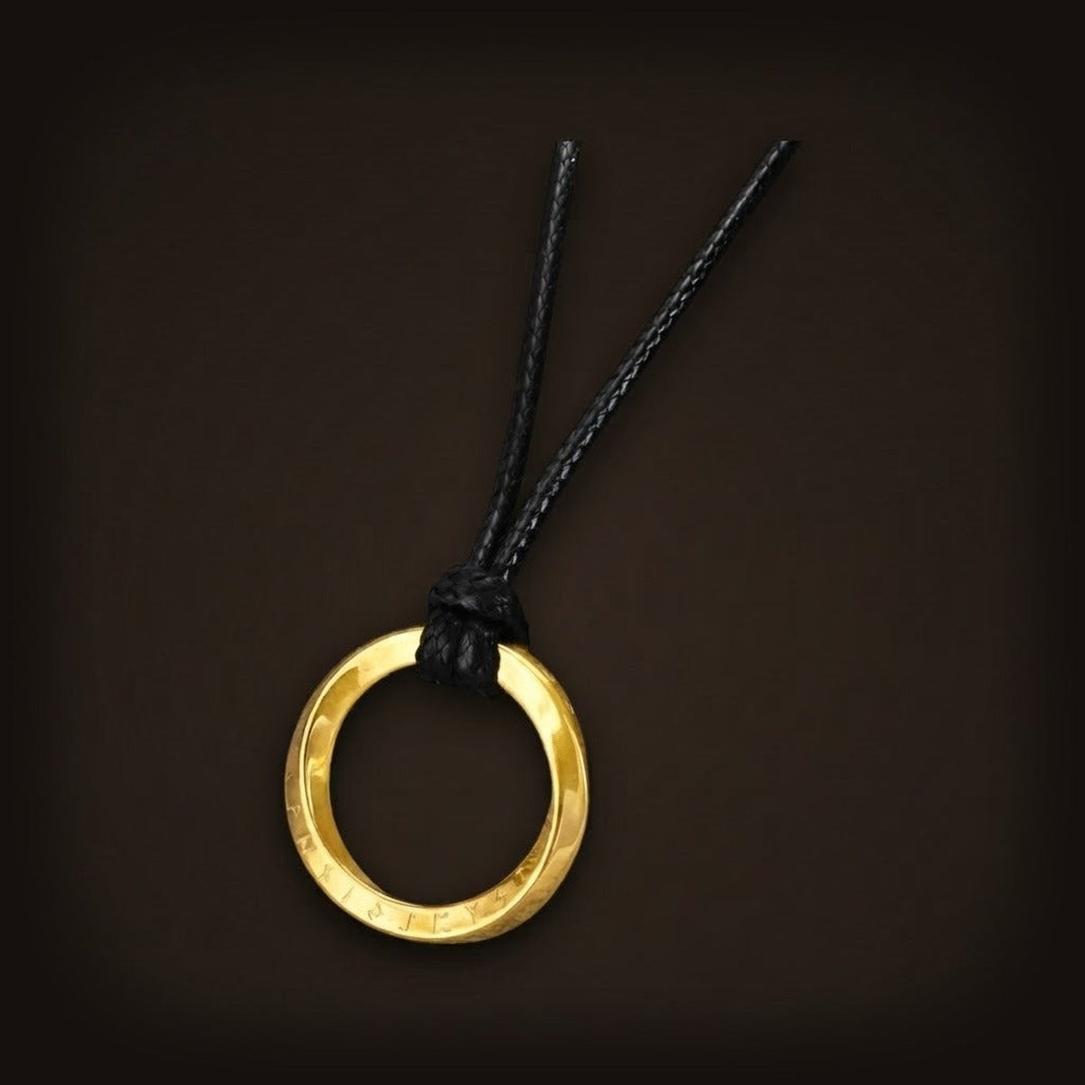 Collier viking pendentif Mobius rond acier doré - Le Comptoir Viking