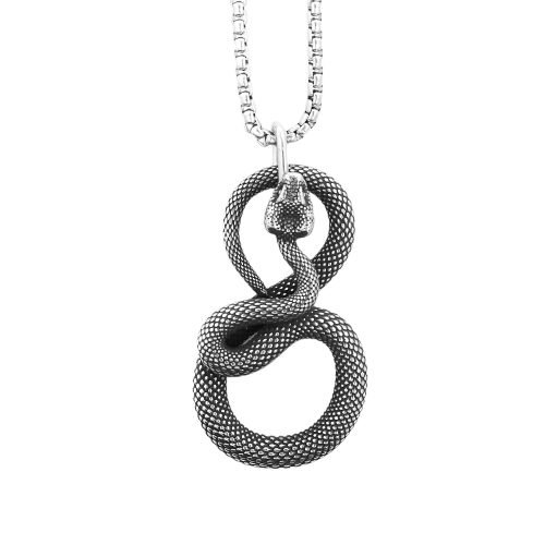 Collier viking pendentif serpent gothique en acier inoxydable