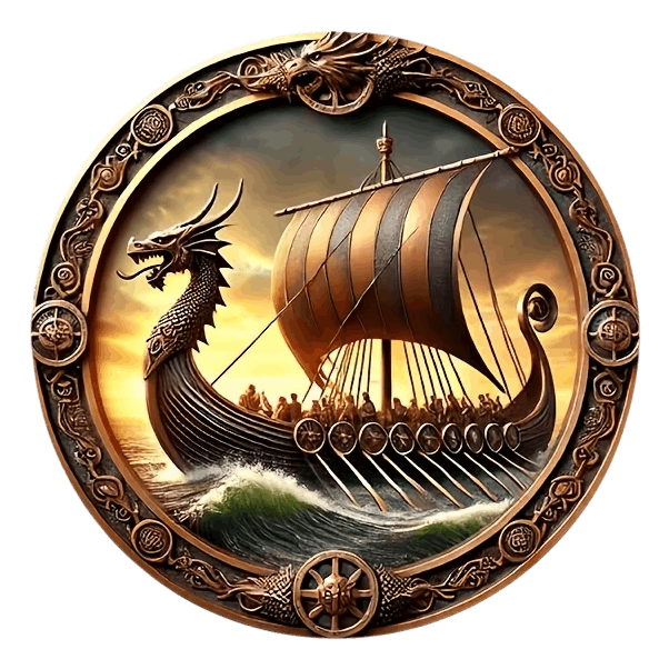 Disque Mural Viking Drakkar au Couchant — Impression 2D sur Bois 20 cm - vue 2
