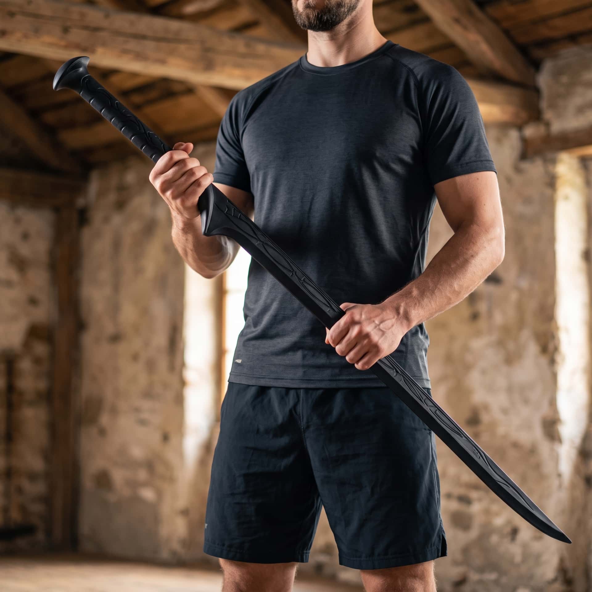 Épée Elfique Courbe d'Entraînement : Polypropylène, 95 cm, épée d'entraînement tenue en main