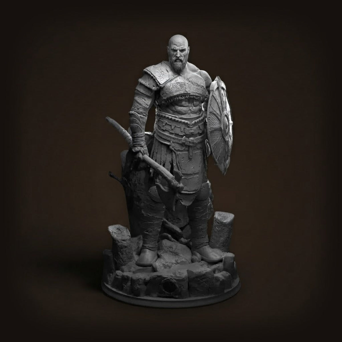 Figurine Kratos God of War en résine 75mm - miniature à peindre avec Hache Léviathan