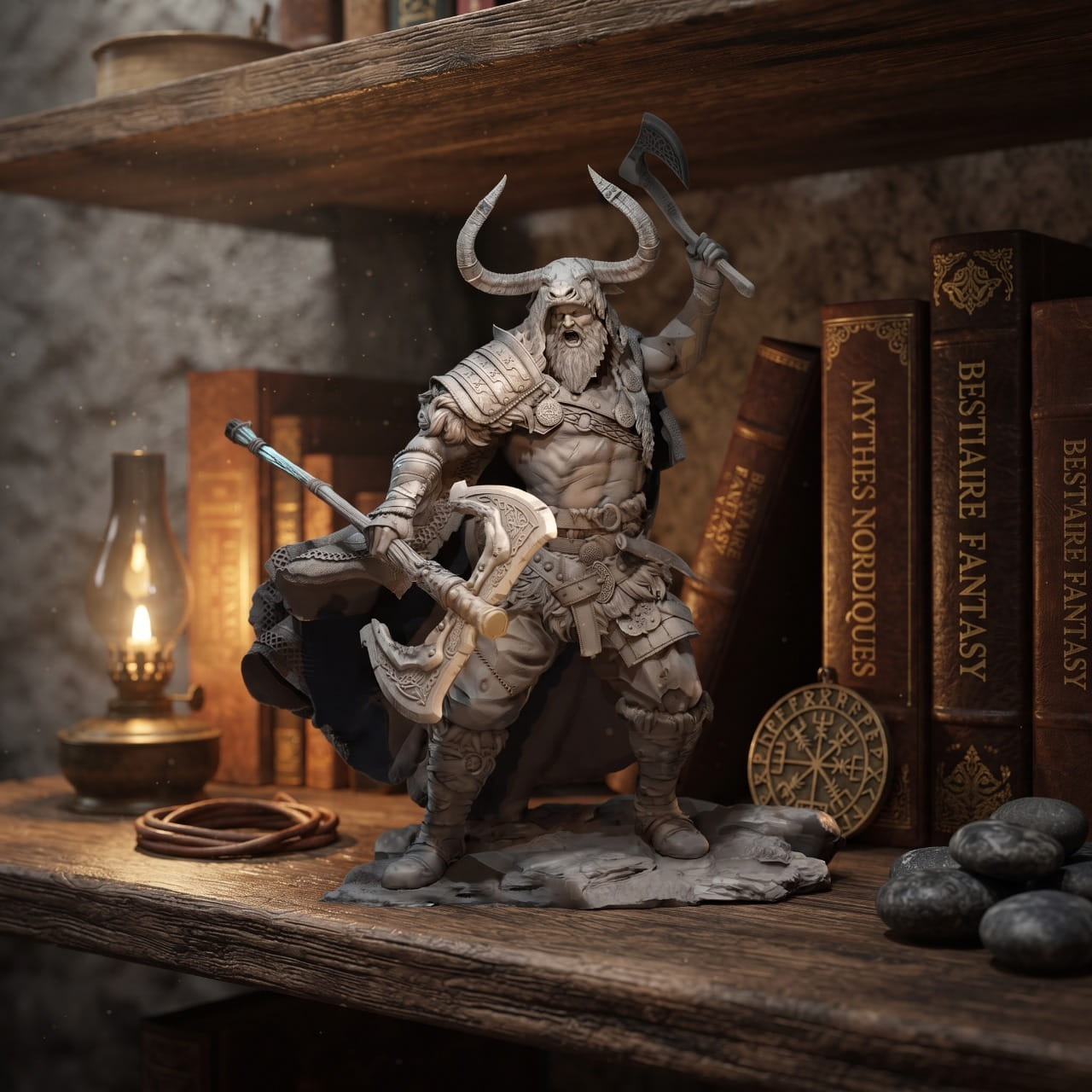 Figurine Viking Guerrier Dieu de la Guerre Résine 1/24 - Kit à Peindre — en situation
