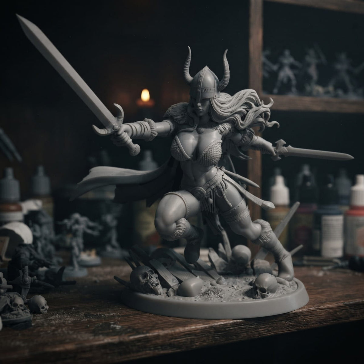 Figurine Viking Guerrière Valkyrie Résine à Peindre — en situation