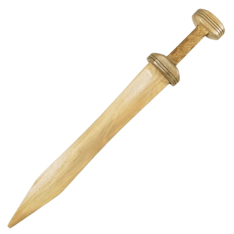 Glaive Romain d'Entraînement : Bois Massif, 70 cm, vue de détail sur fond blanc