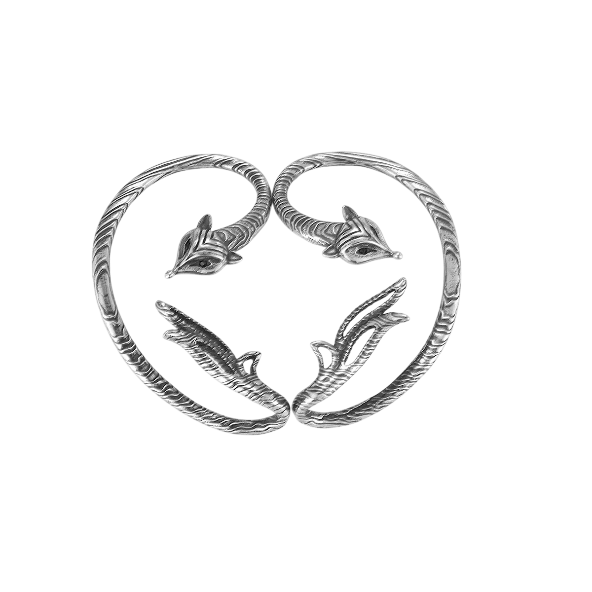 Manchette d'oreille renard en acier inoxydable, museau pointu et queue touffue gravée