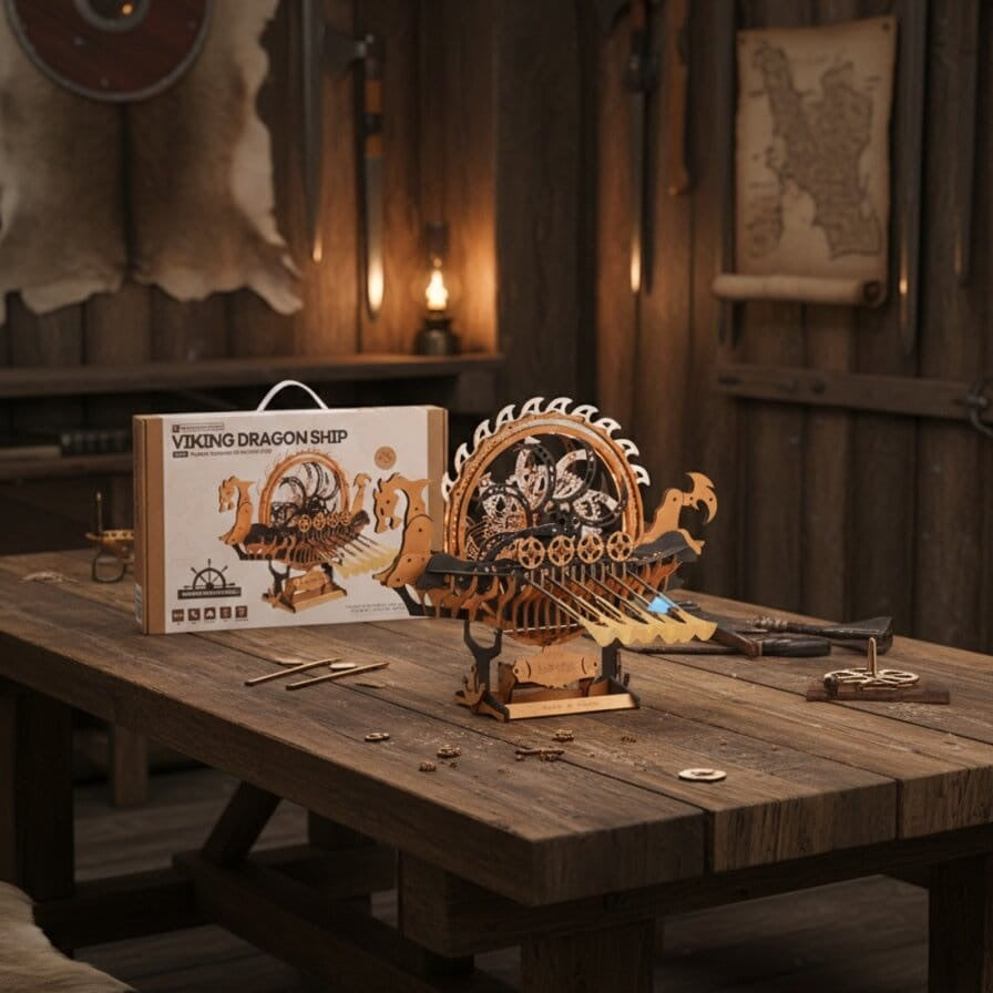 Maquette drakkar viking Robotime puzzle bois assemblee decoration nordique homepage