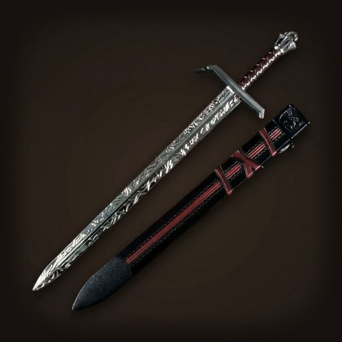 Miniature Épée Médiévale à Fourreau : Croix Rouge, 30 cm
