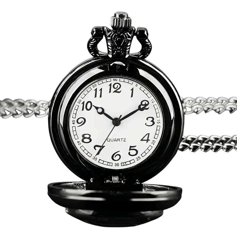 Montre à gousset viking avec corbeau d'Odin gravé sur fond rouge sang