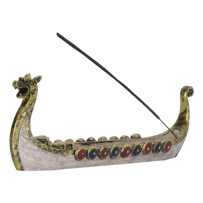 Ornement Bateau Dragon Viking - Porte-Encens - Blanc