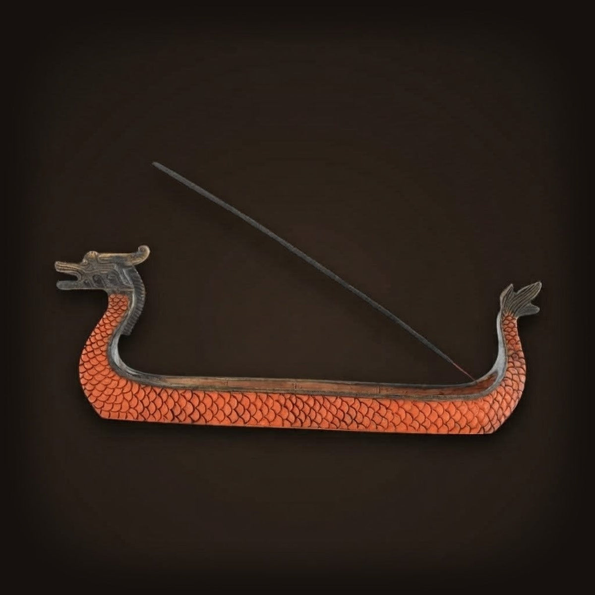 Ornement traditionnel de bateau dragon rouge viking, support pour bâtonnet d'encens et décoration de maison.