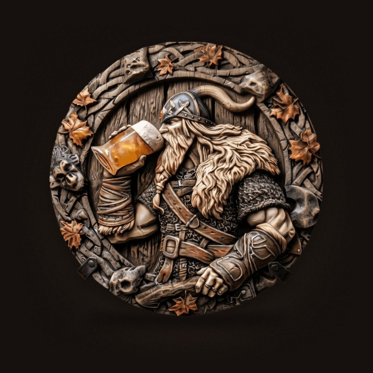 Plaque Murale Viking Guerrier à la Chope — Aluminium 2D 20 cm