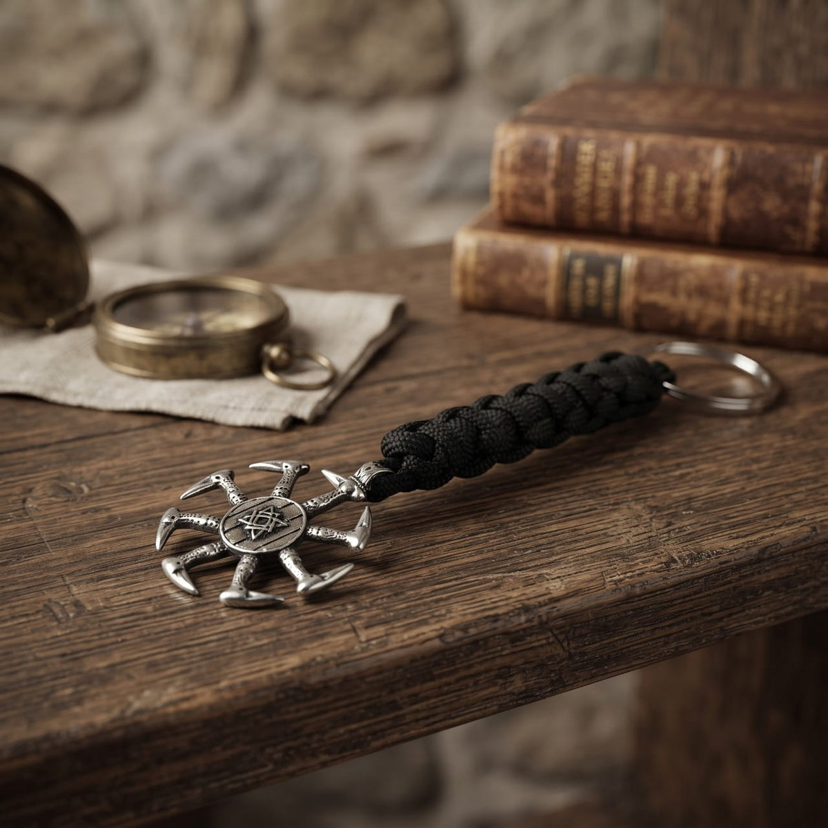 Porte-Cles Viking Kolovrat Runes Acier Inoxydable — en situation