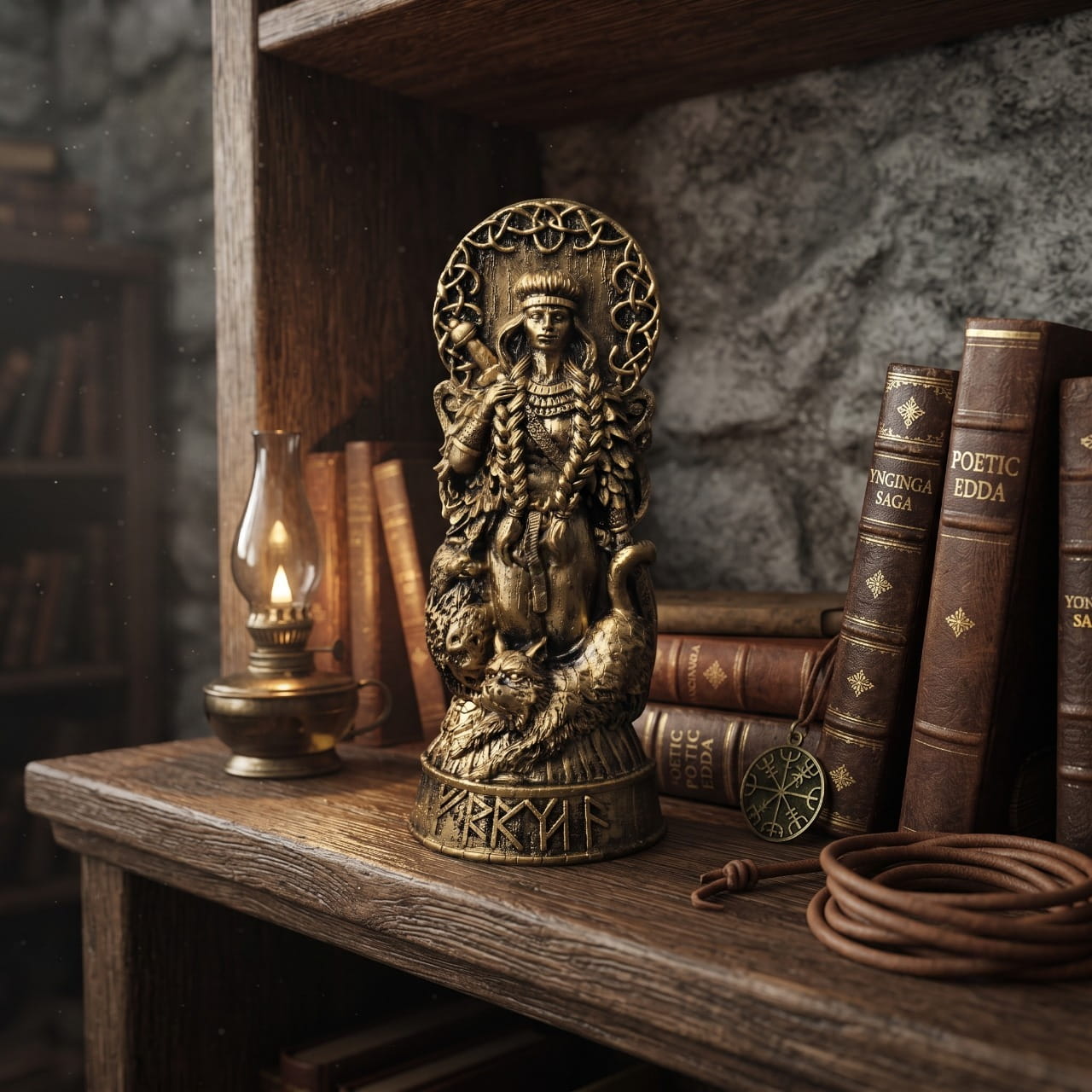 Statue Freyja : Déesse Viking & Reine des Valkyries — en situation