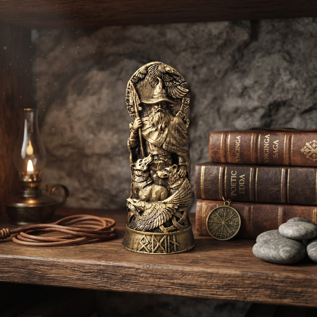 Statue Odin le Vagabond : Sagesse & Puissance - Décoration Viking — en situation
