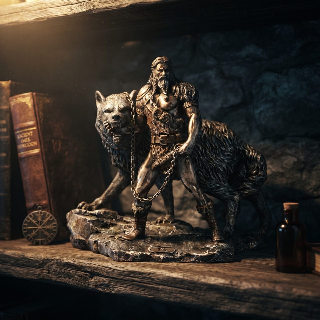Statue Týr : Le Sacrifice de la Main - Décoration Viking & Justice — en situation