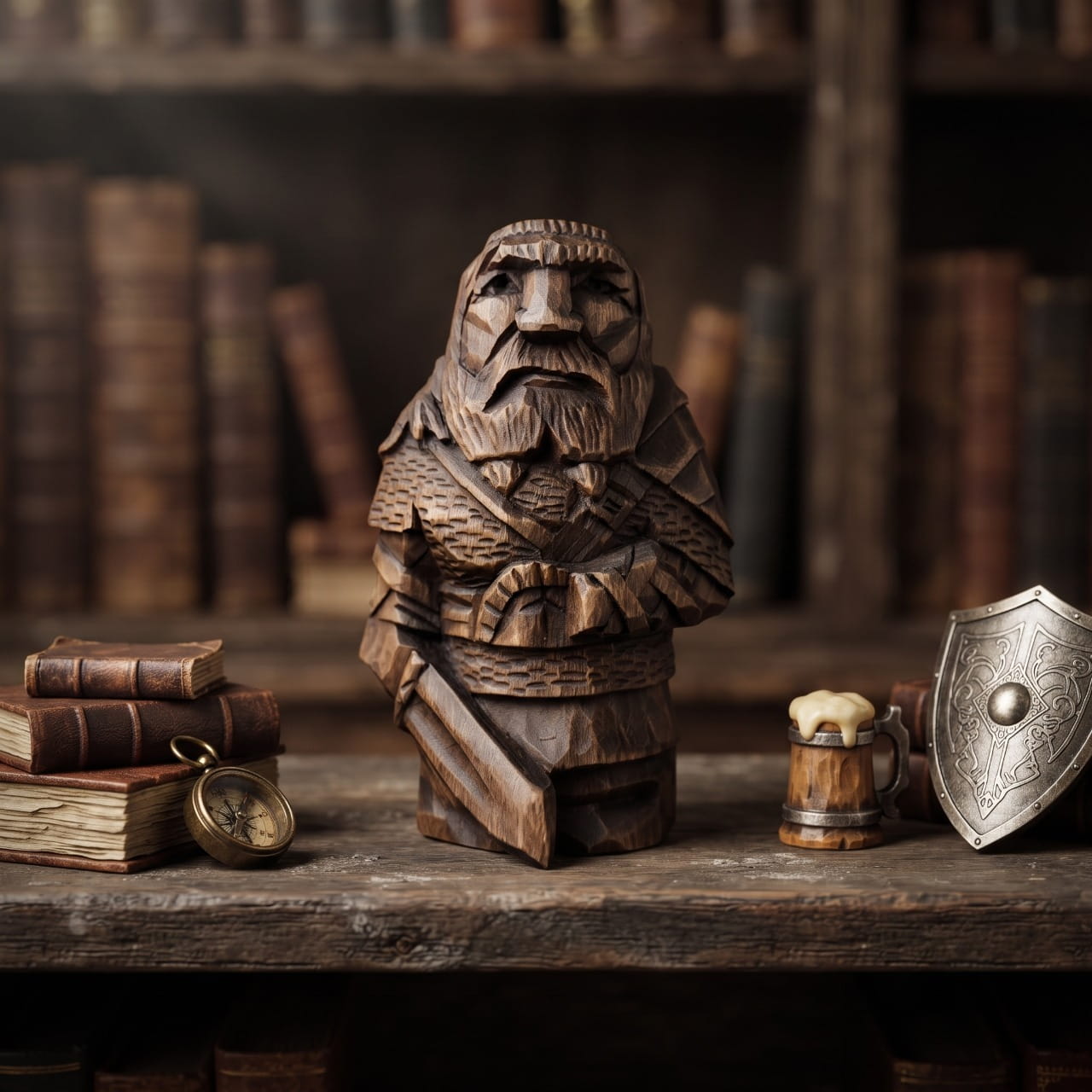 Statue Viking Ulfhednar Guerrier Loup Résine — en situation