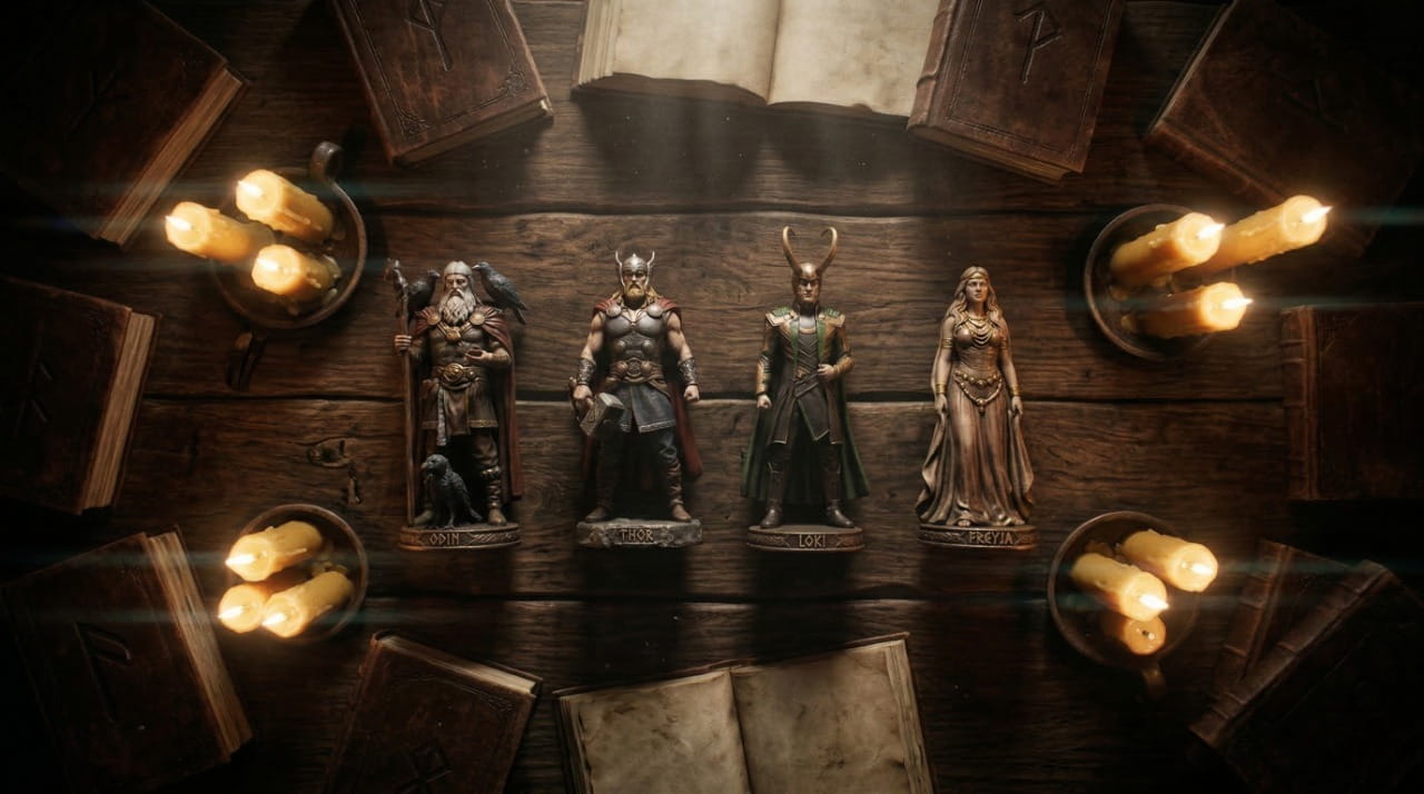 Collection statues vikings dieux nordiques Odin Thor Freyja Loki decoration