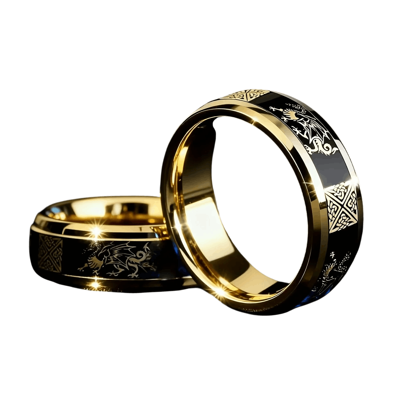 Bague viking dragon celtique noeud entrelacé acier inoxydable or
