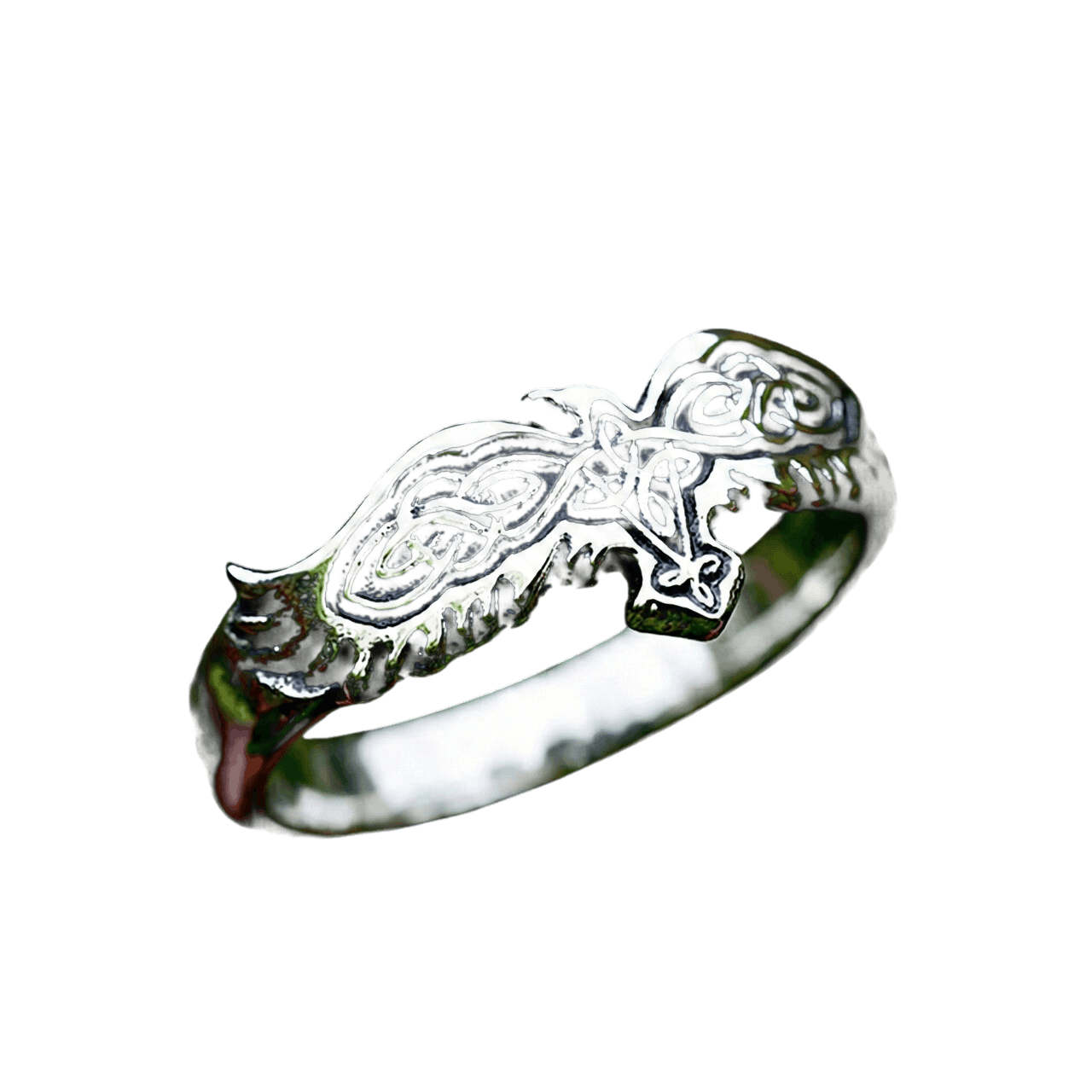 Bague Viking Corbeau Celtique Acier Antique - Huginn Muninn Corbeaux Odin Entrelacs Nordiques