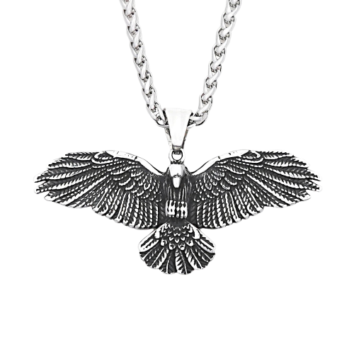 Collier viking pendentif aigle royal en acier inoxydable