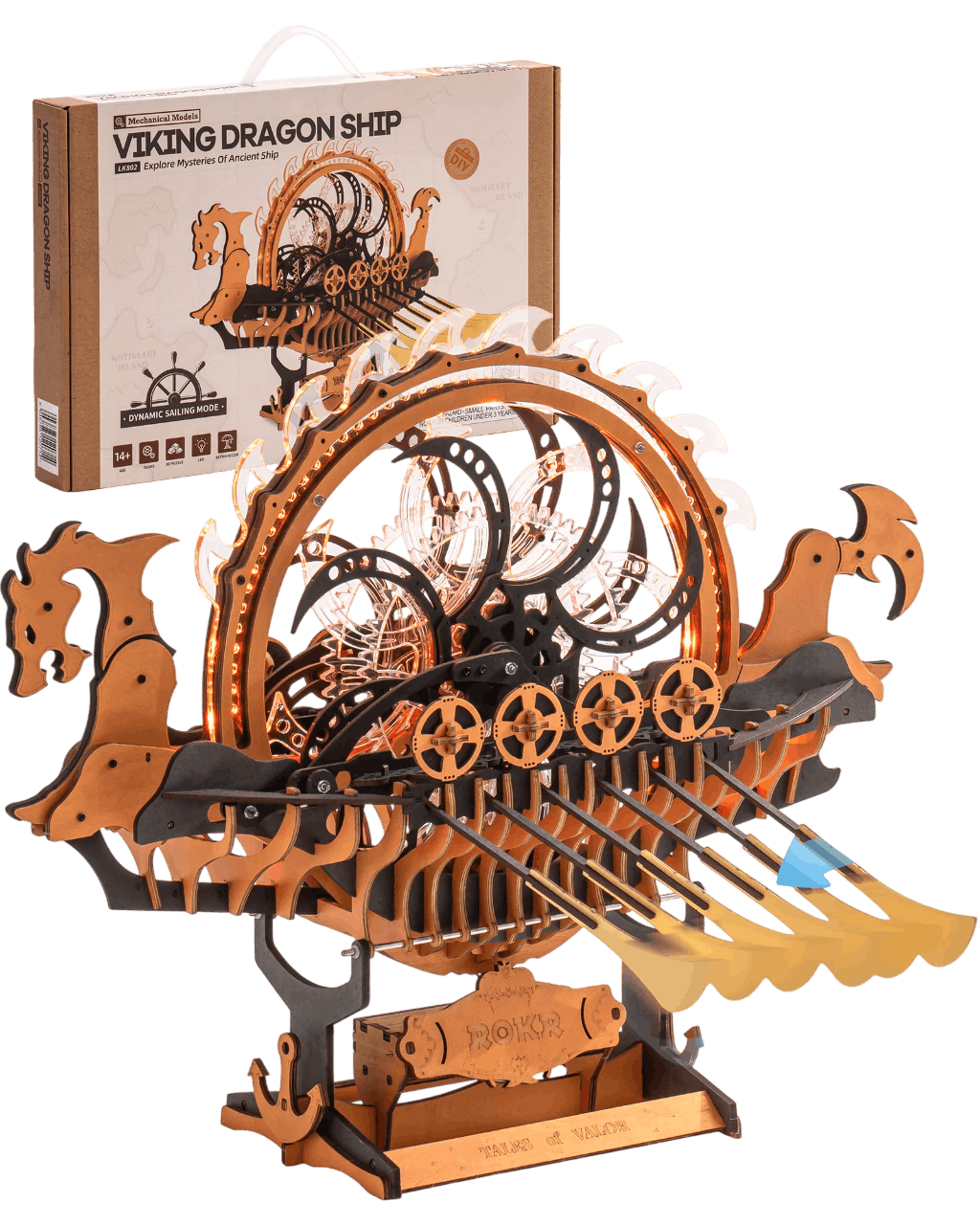 Maquette drakkar viking puzzle 3D en bois Robotime bateau dragon