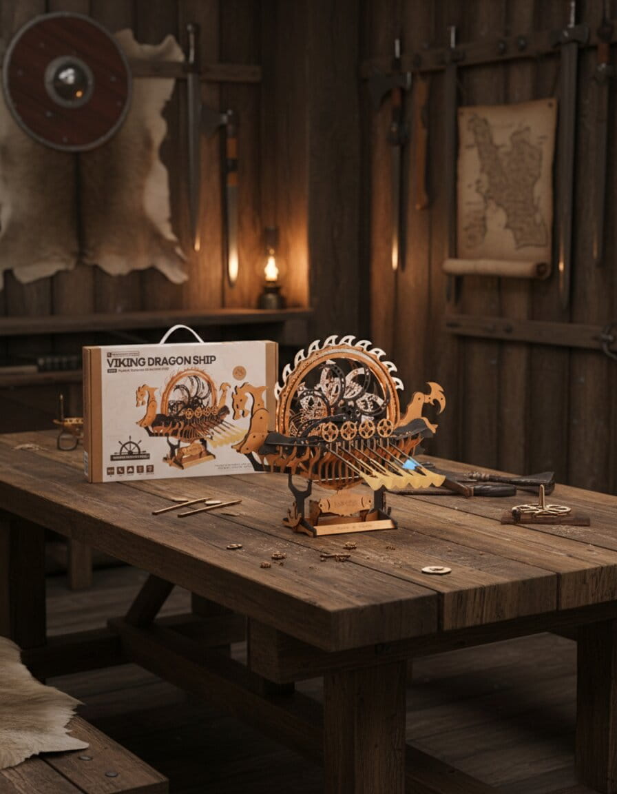 Maquette drakkar viking Robotime puzzle bois assemblee decoration nordique homepage