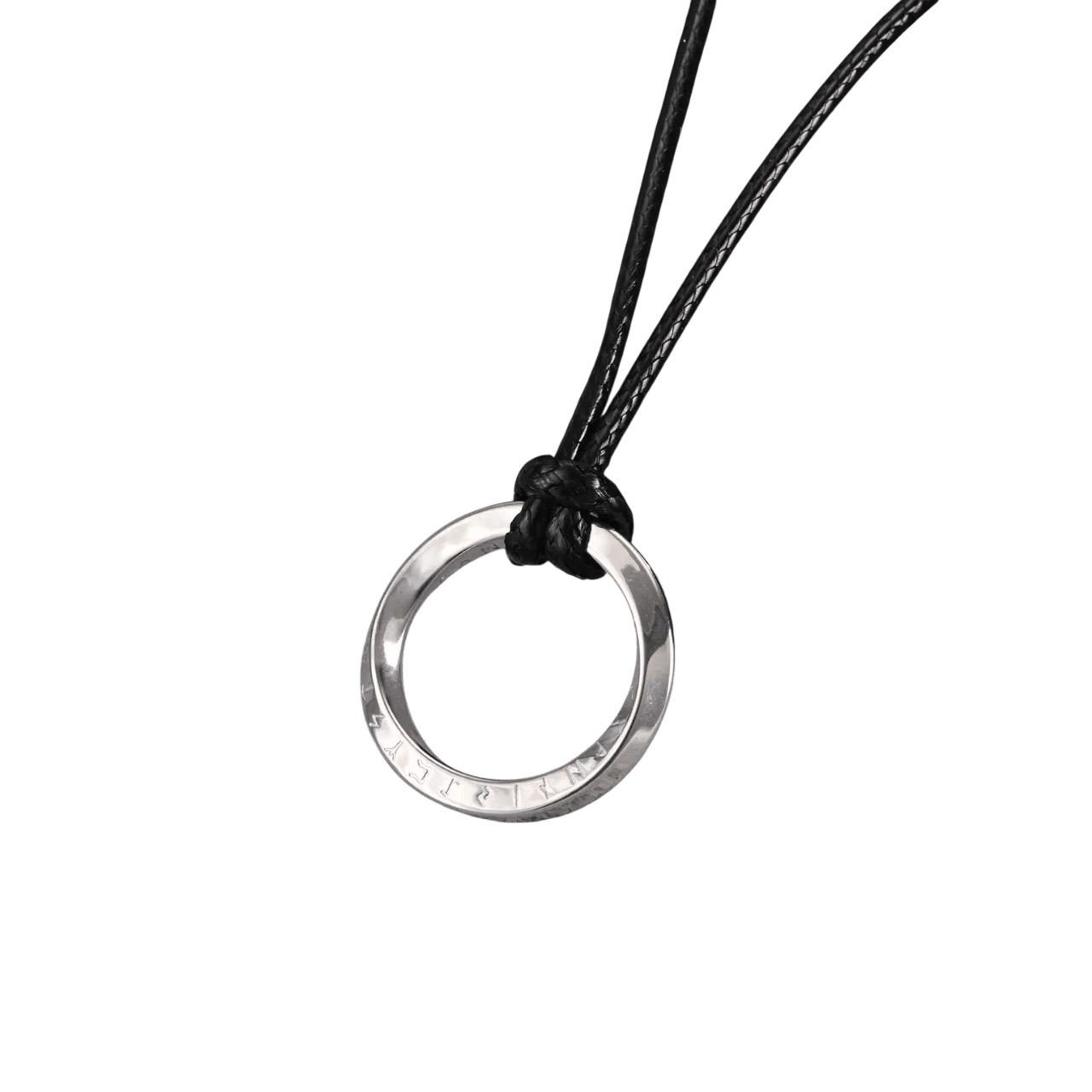 Collier viking pendentif Mobius rond acier argente - Le Comptoir Viking