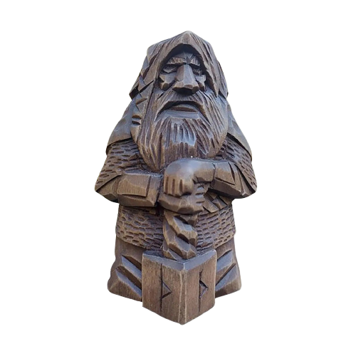 Statue viking Thor dieu du tonnerre avec marteau Mjolnir resine pierre
