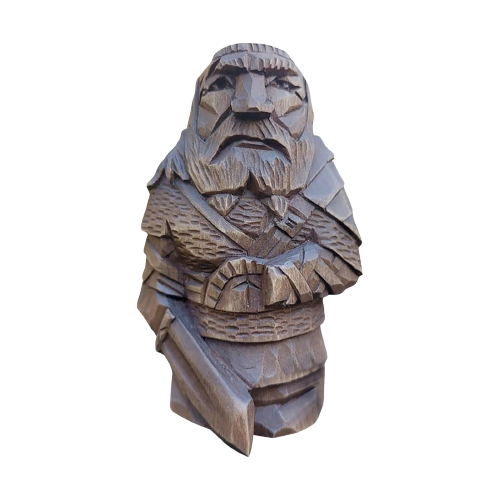 Statue viking Ulfhednar guerrier loup berserker en resine effet pierre