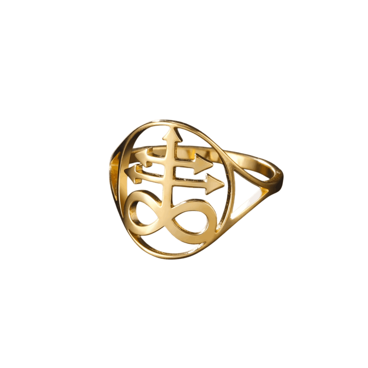 Bague Croix de Soufre : Le Signe des Alchimistes, Acier, vue de détail sur fond blanc